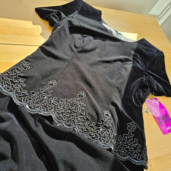 Womens Black Dress Gown by RM Richards - Karen Kwong  Velvet Size 8P NWT Formal - Picture 6 of 15